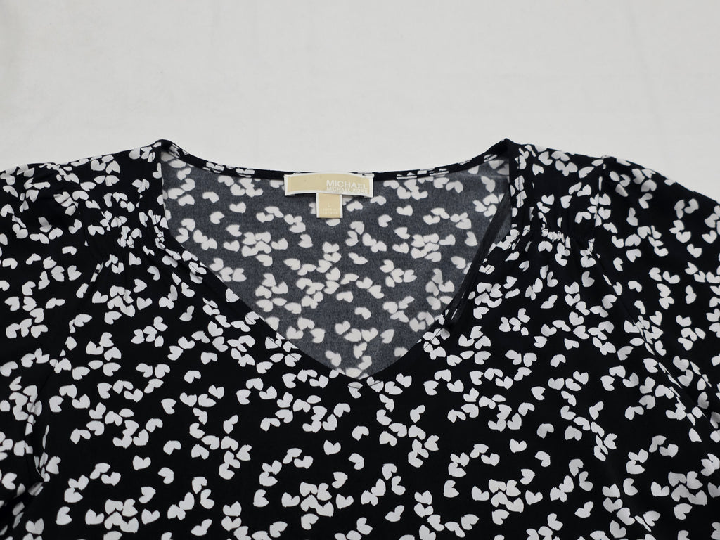 Blusa Michael Kors Corazones Manga Corta Grande Negra/blanco