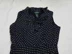 Vestido De Seda Ralph Lauren Azul Marino Con Olan Talla