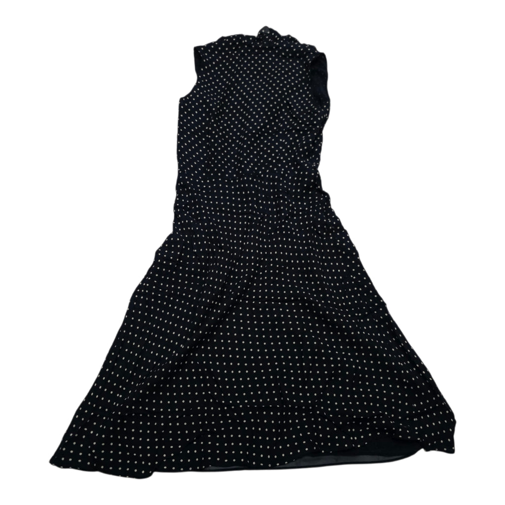 Vestido De Seda Ralph Lauren Azul Marino Con Olan Talla