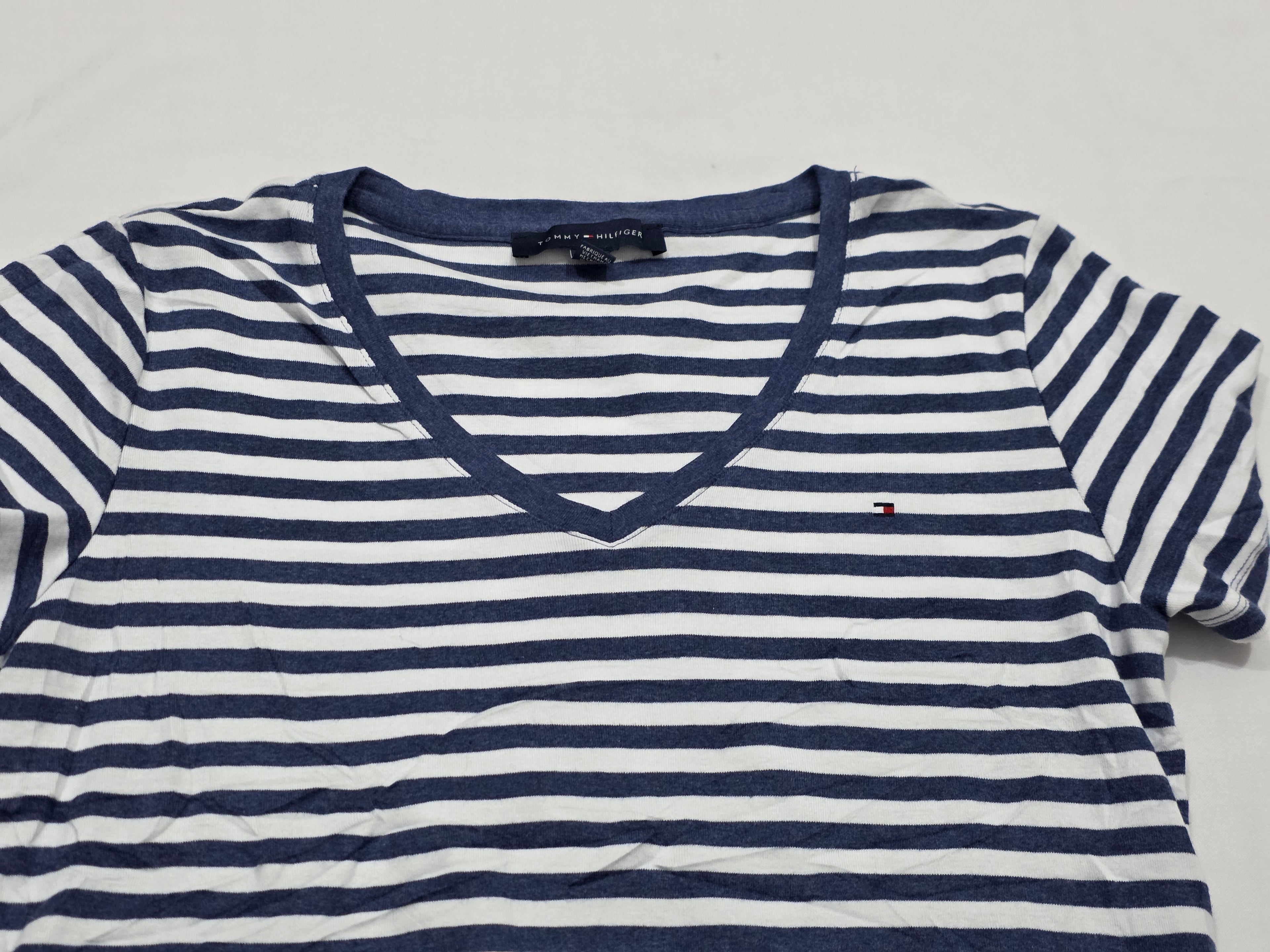 Playera Tommy Hilfiger Mujer Talla Grande Azul/blanco Rayada