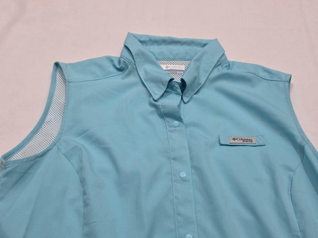 Camisa De Mujer Sin Mangas Columbia Pfg Azul Celeste