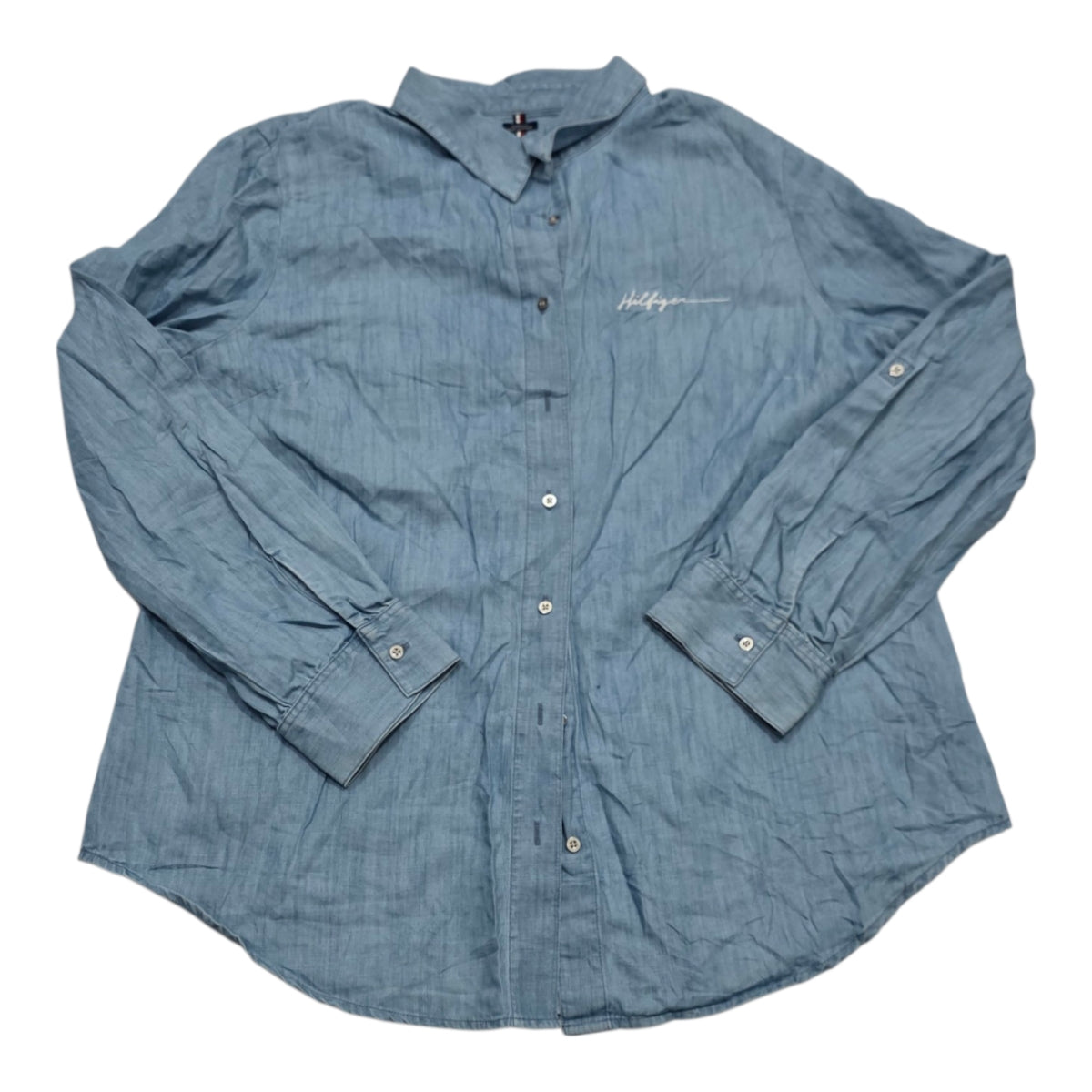 Camisa Mujer Tommy Hilfiger Relaxed Fit Azul Acero Talla Xxl