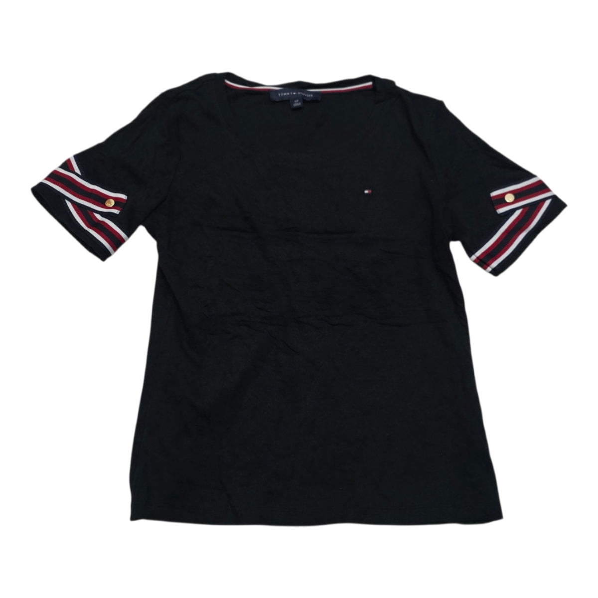 Playera Tommy Hilfiger Mujer Talla Chica Negra Manga Corta