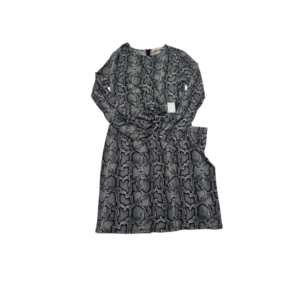 Vestido Michael Kors Grande Animal Print Escote Cruzado Gris
