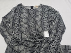 Vestido Michael Kors Grande Animal Print Escote Cruzado Gris