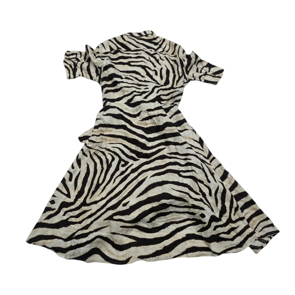 Vestido Camisero Ralph Lauren 14 Lino Animalprint Cafecrema