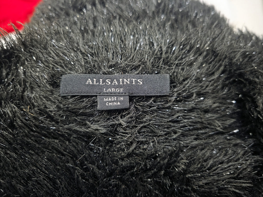 Suéter Peluche Allsaints Negro Con Destellos Talla Grande