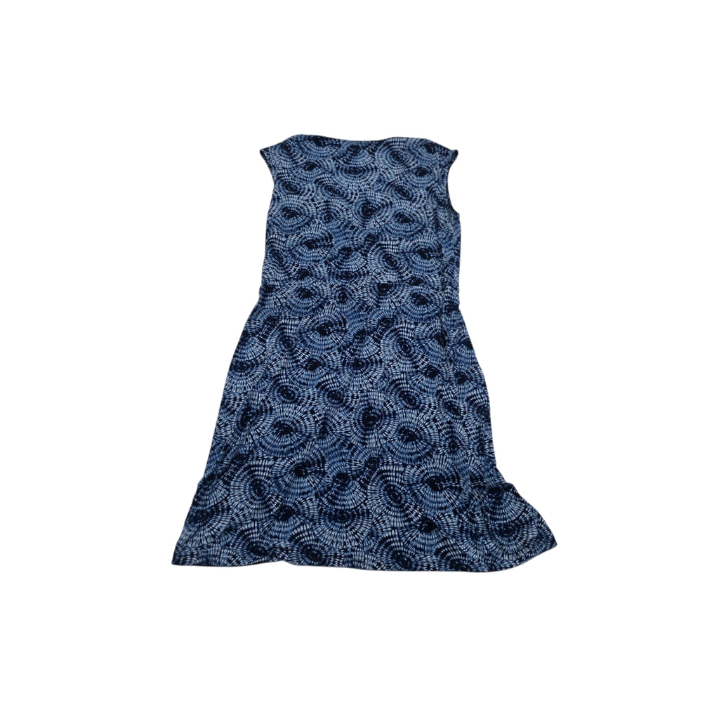 Vestido Michael Kors Escote Cruzado Azul Grande Con Figuras