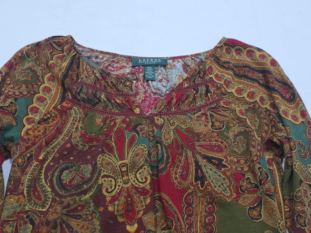 Blusa Ralph Lauren Mujer Extra Chica Cafe/verde Figuras