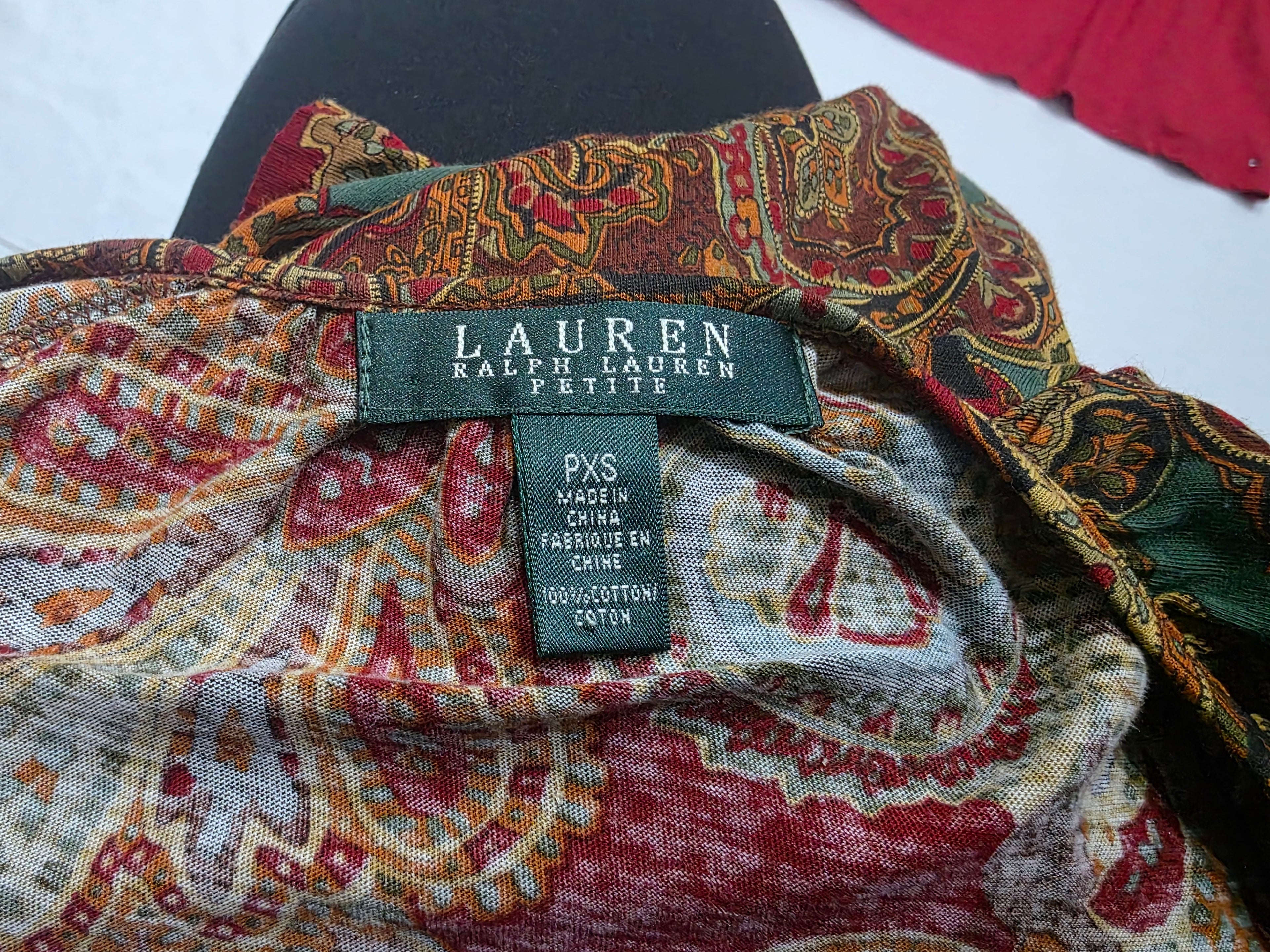 Blusa Ralph Lauren Mujer Extra Chica Cafe/verde Figuras
