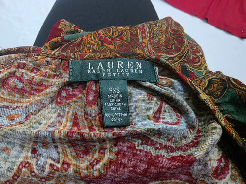 Blusa Ralph Lauren Mujer Extra Chica Cafe/verde Figuras