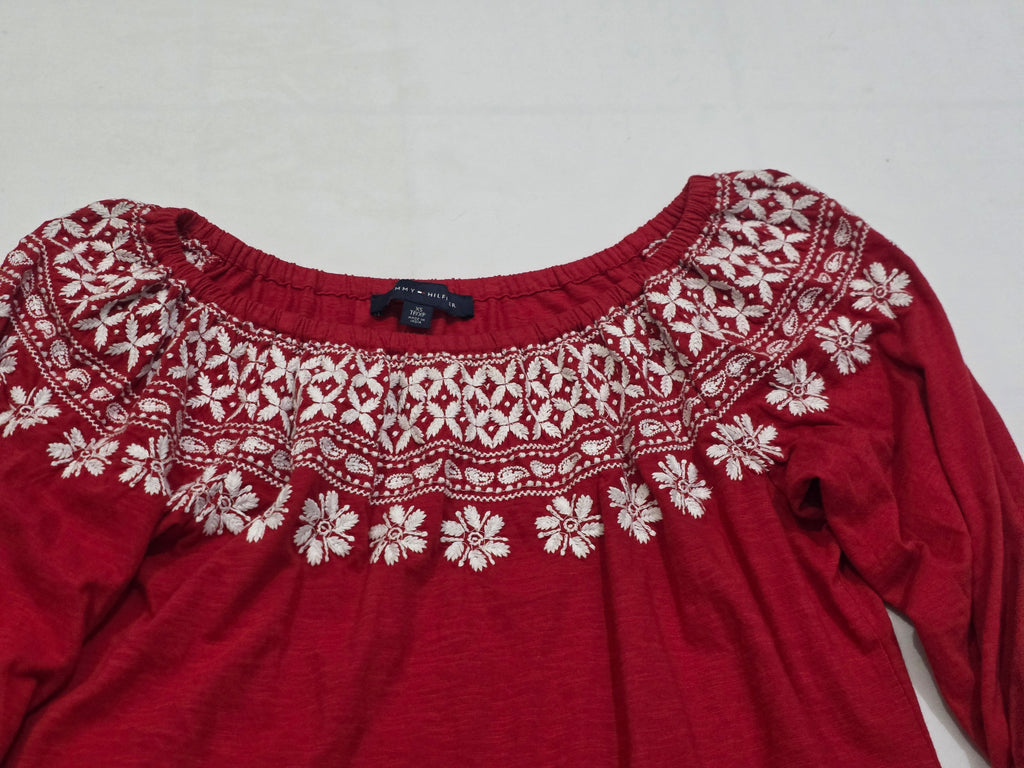 Blusa Campesina Tommy Hilfiger Mujer Extra Chica Rojablanco