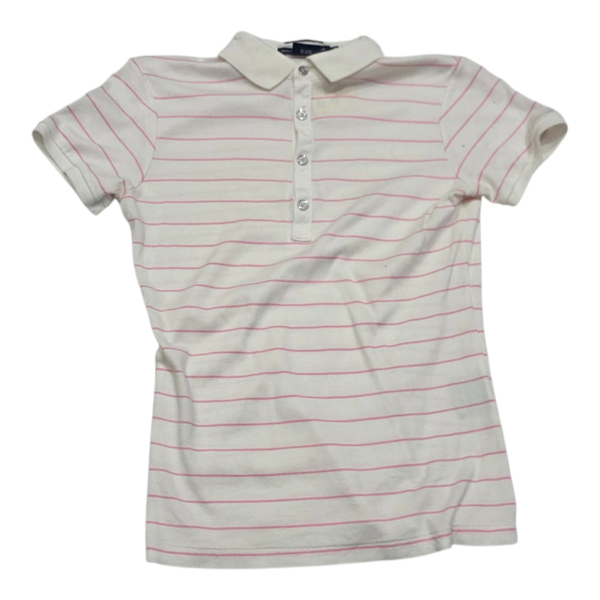 Playera Ralph Lauren Golf Blanca Con Lineas Talla Chica