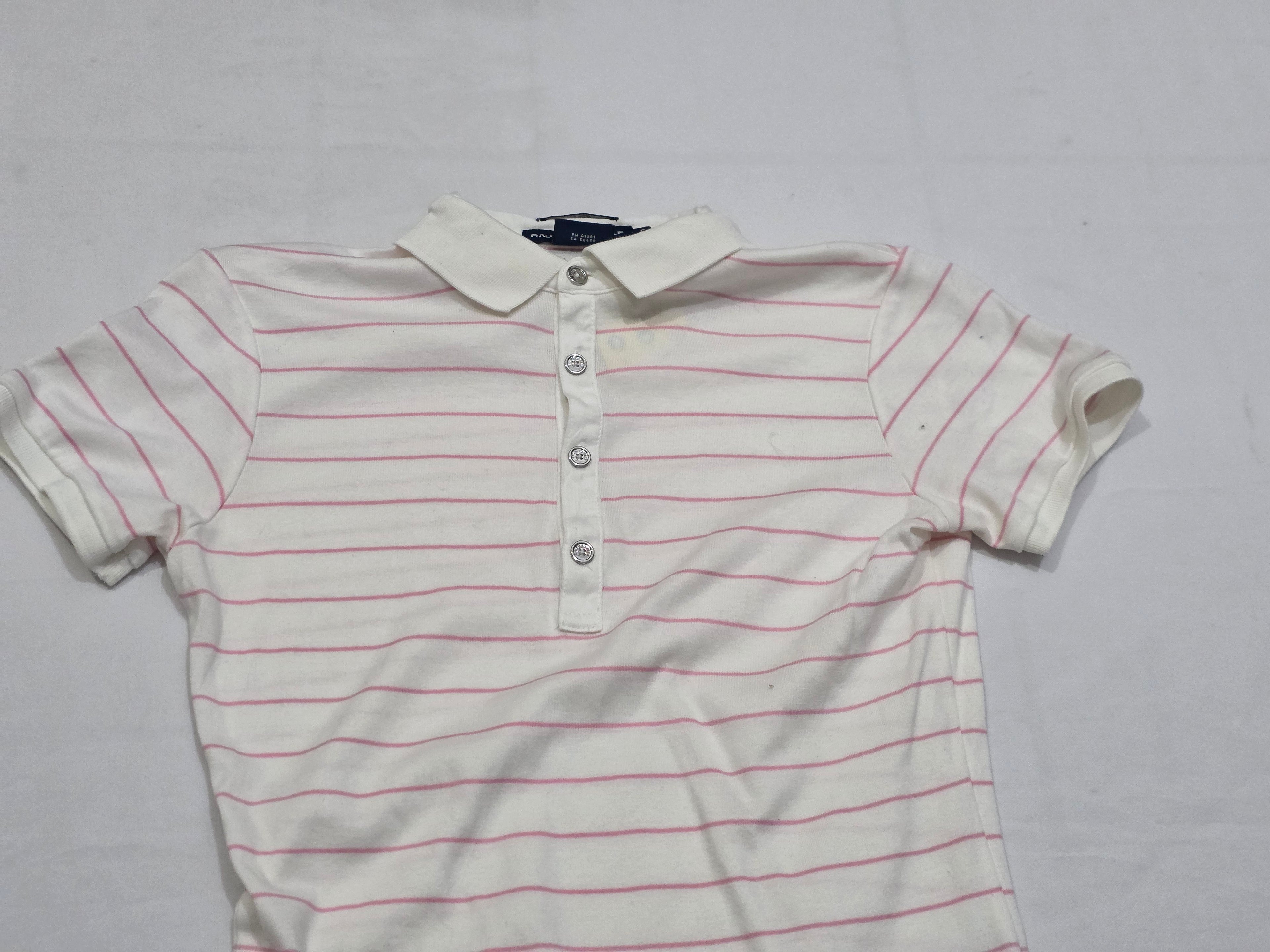 Playera Ralph Lauren Golf Blanca Con Lineas Talla Chica