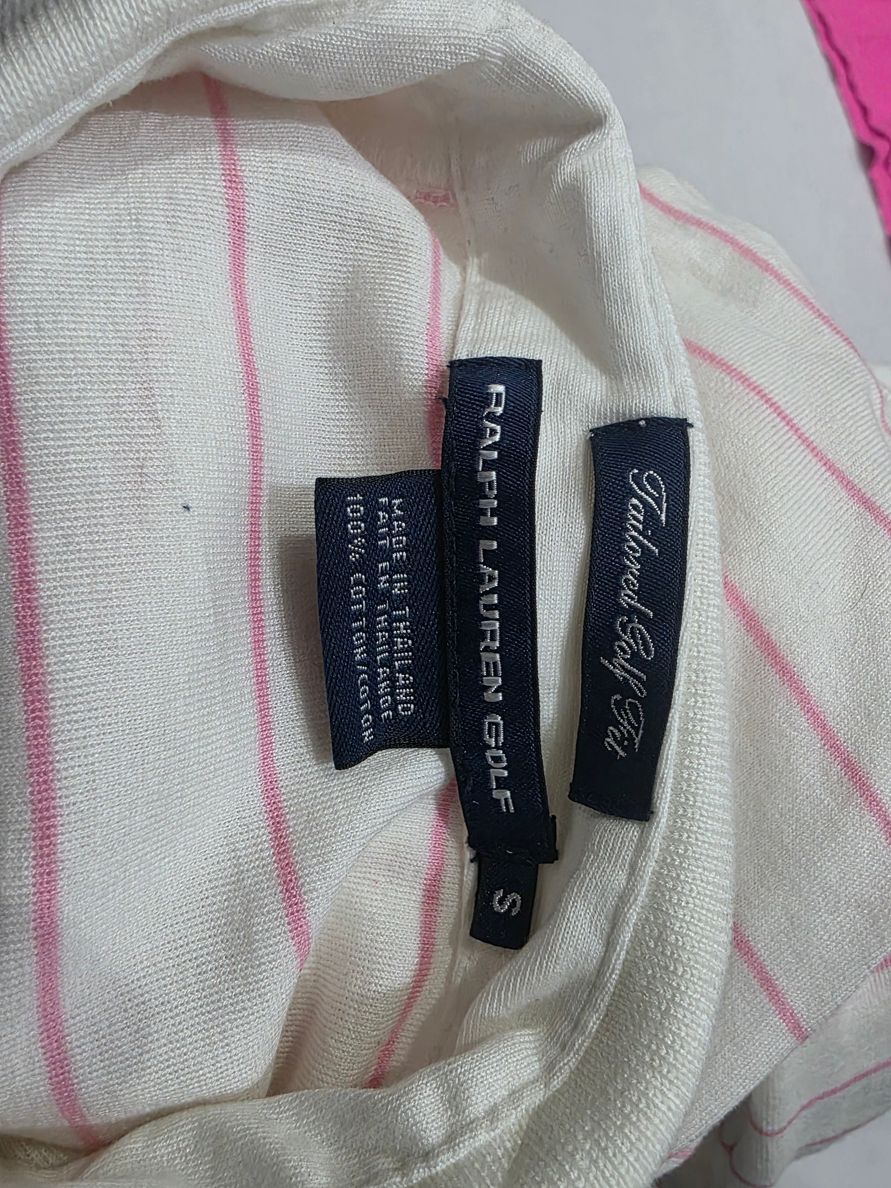 Playera Ralph Lauren Golf Blanca Con Lineas Talla Chica