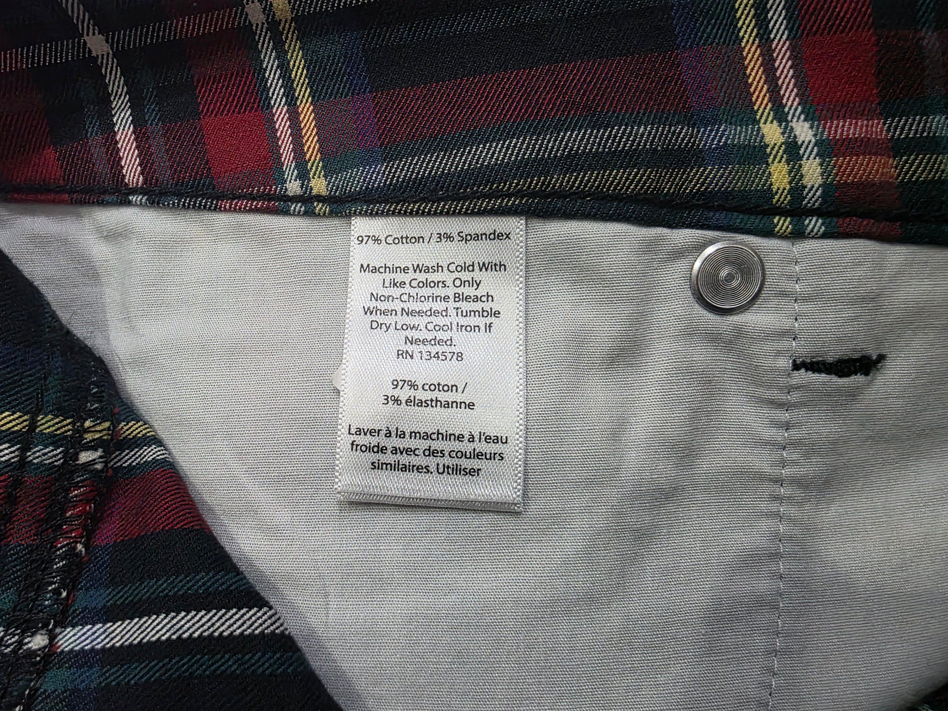 Pantalon Vineyard Vines Talla 6 Skinny Azul/rojo A Cuadros
