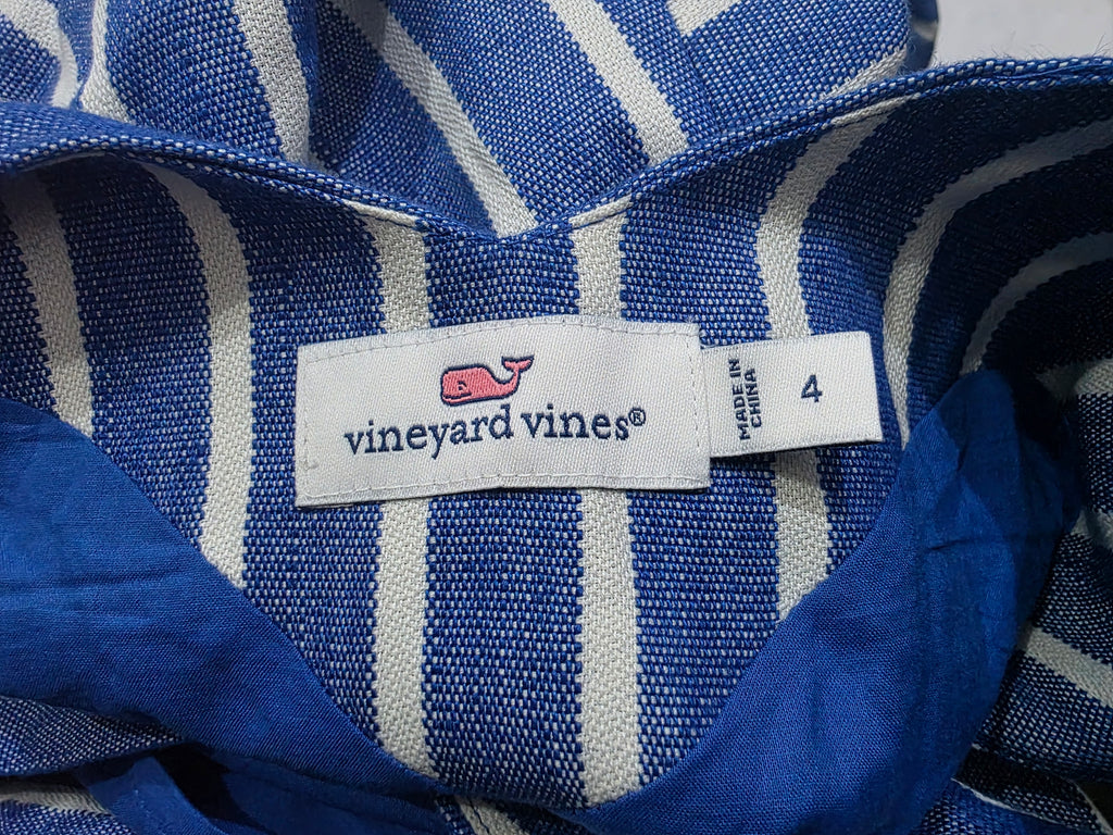 Vestido Vineyard Vines Azul De Lino Talla 4 De Tirantes