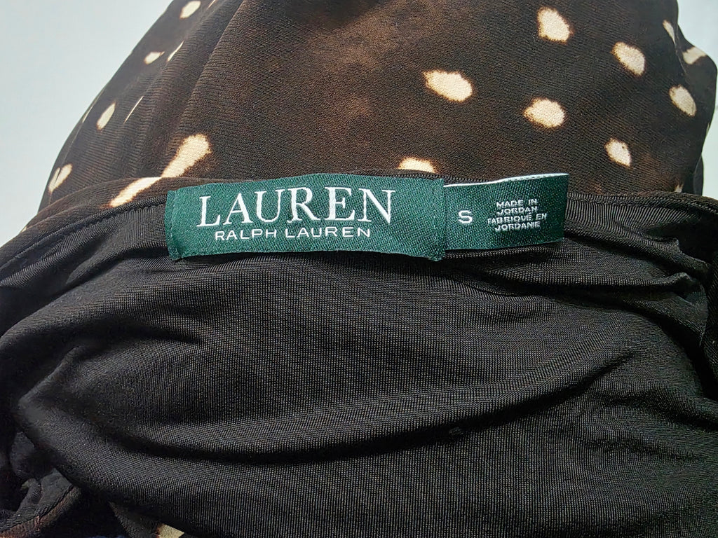 Vestido Ralph Lauren De Mujer Talla Chica Cafe Manga Corta