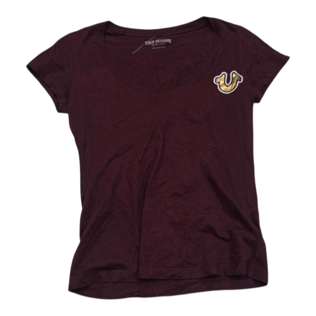 Playera True Religion De Mujer Chica Color Vino Manga Corta