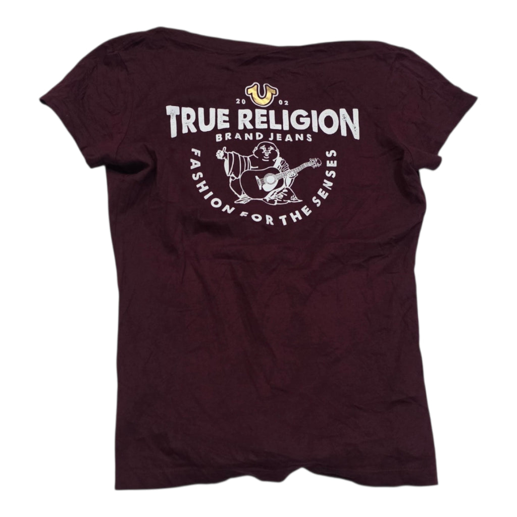 Playera True Religion De Mujer Chica Color Vino Manga Corta