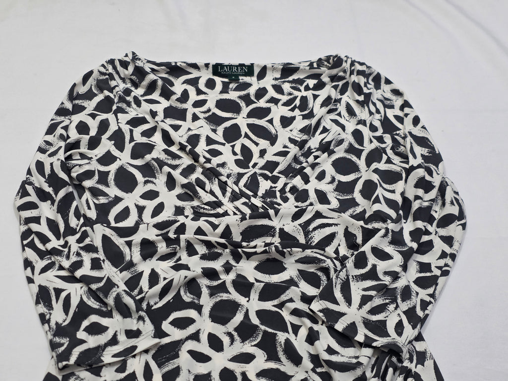 Vestido Ralph Lauren Mujer Talla 8 Color Gris Con Figuras
