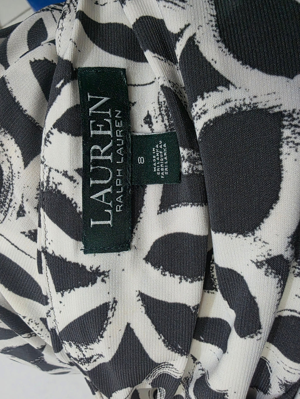 Vestido Ralph Lauren Mujer Talla 8 Color Gris Con Figuras