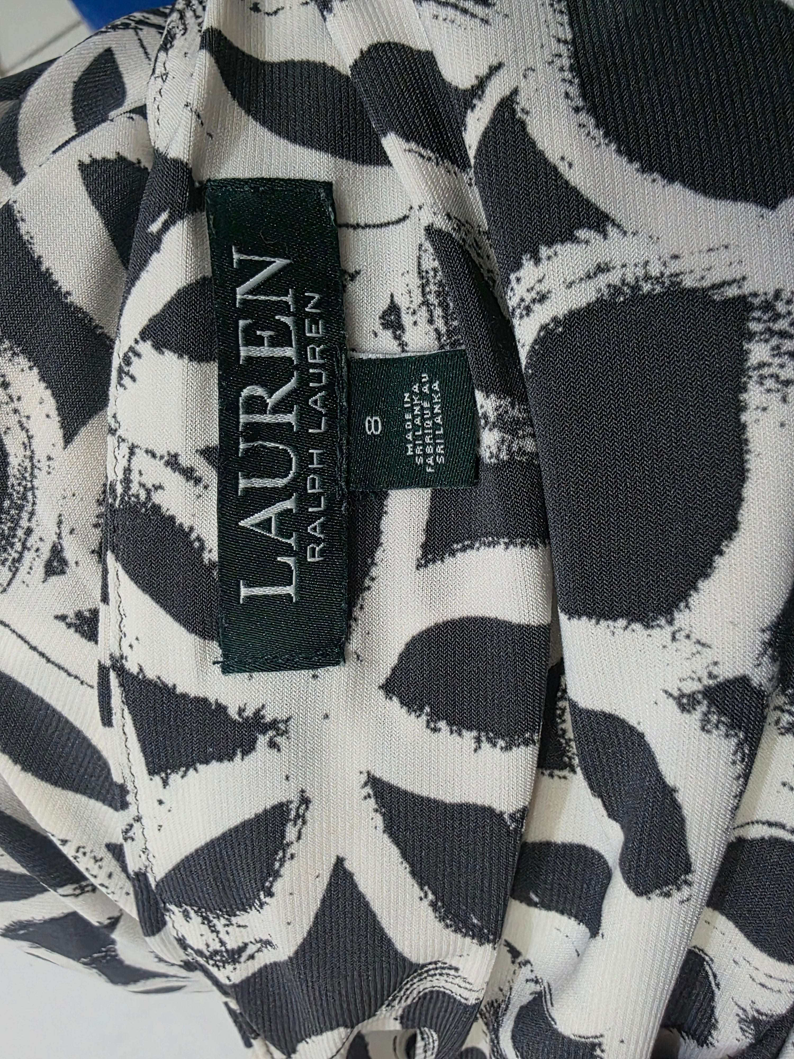 Vestido Ralph Lauren Mujer Talla 8 Color Gris Con Figuras
