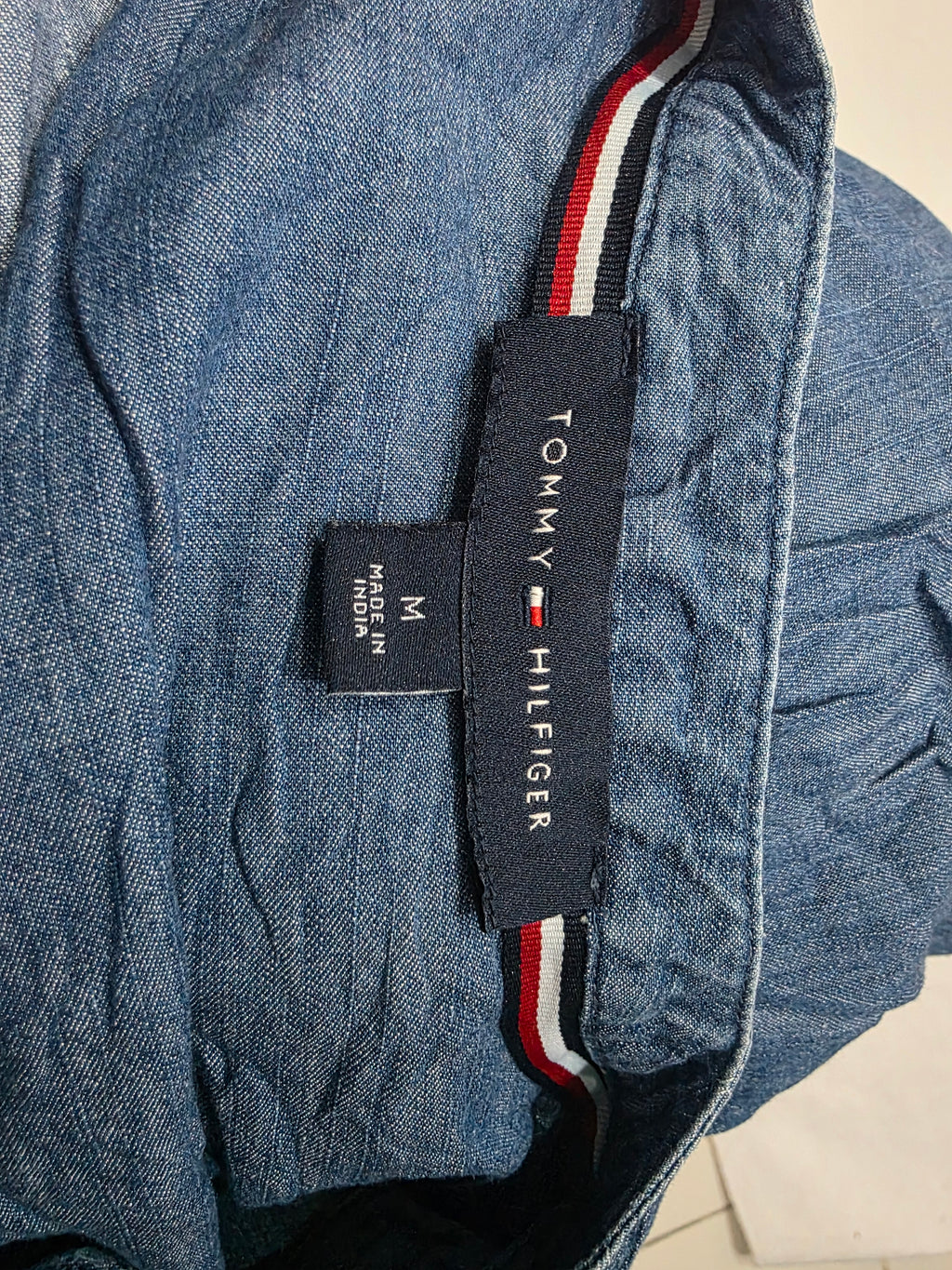 Camisa Tommy Hilfiger Azul Acero Mediana Manga Corta