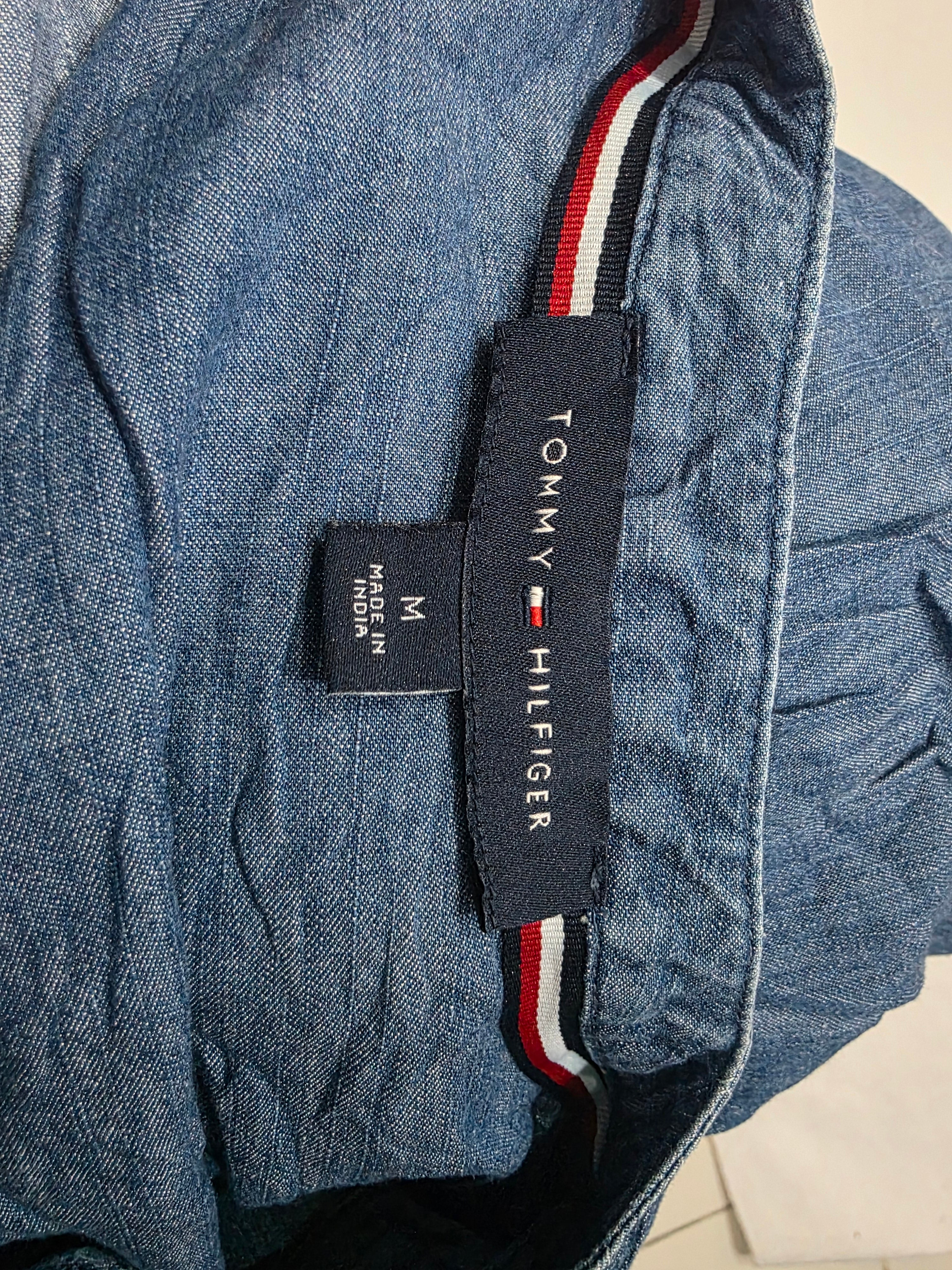Camisa Tommy Hilfiger Azul Acero Mediana Manga Corta