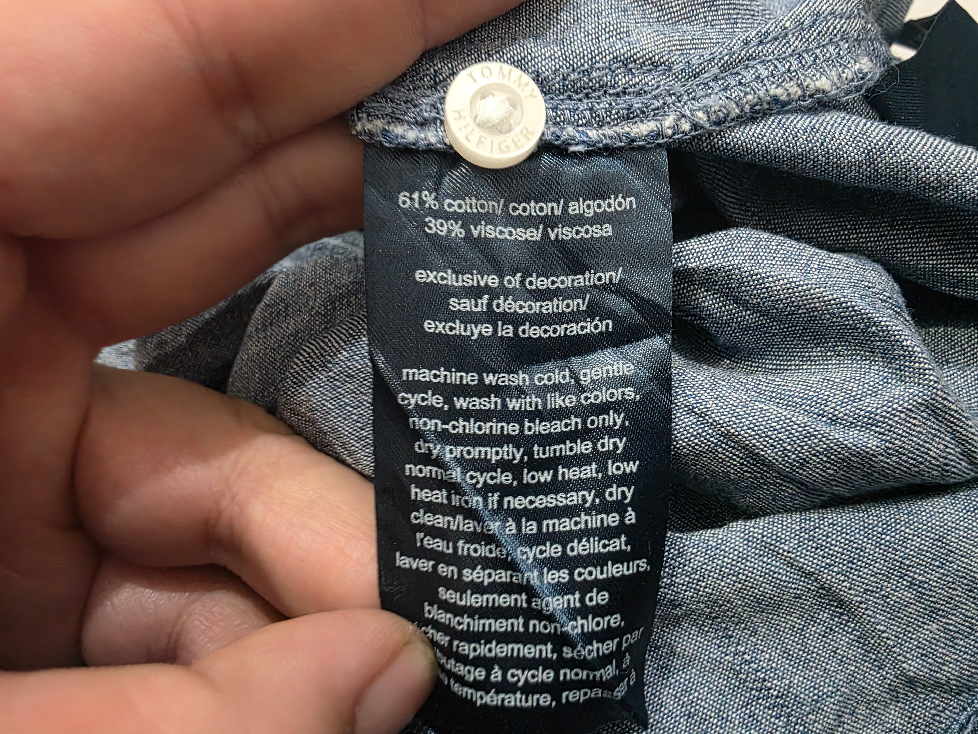 Camisa Tommy Hilfiger Azul Acero Mediana Manga Corta