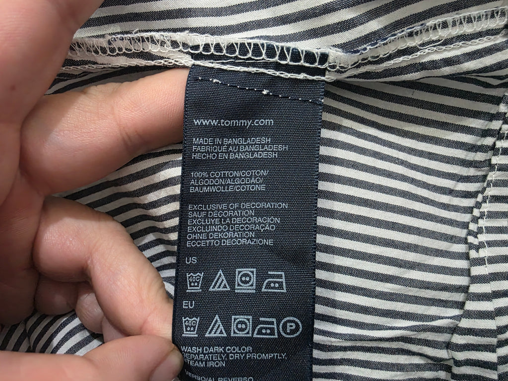 Camisa Tommy Hilfiger Mujer Talla Grande Rayada Manga Corta
