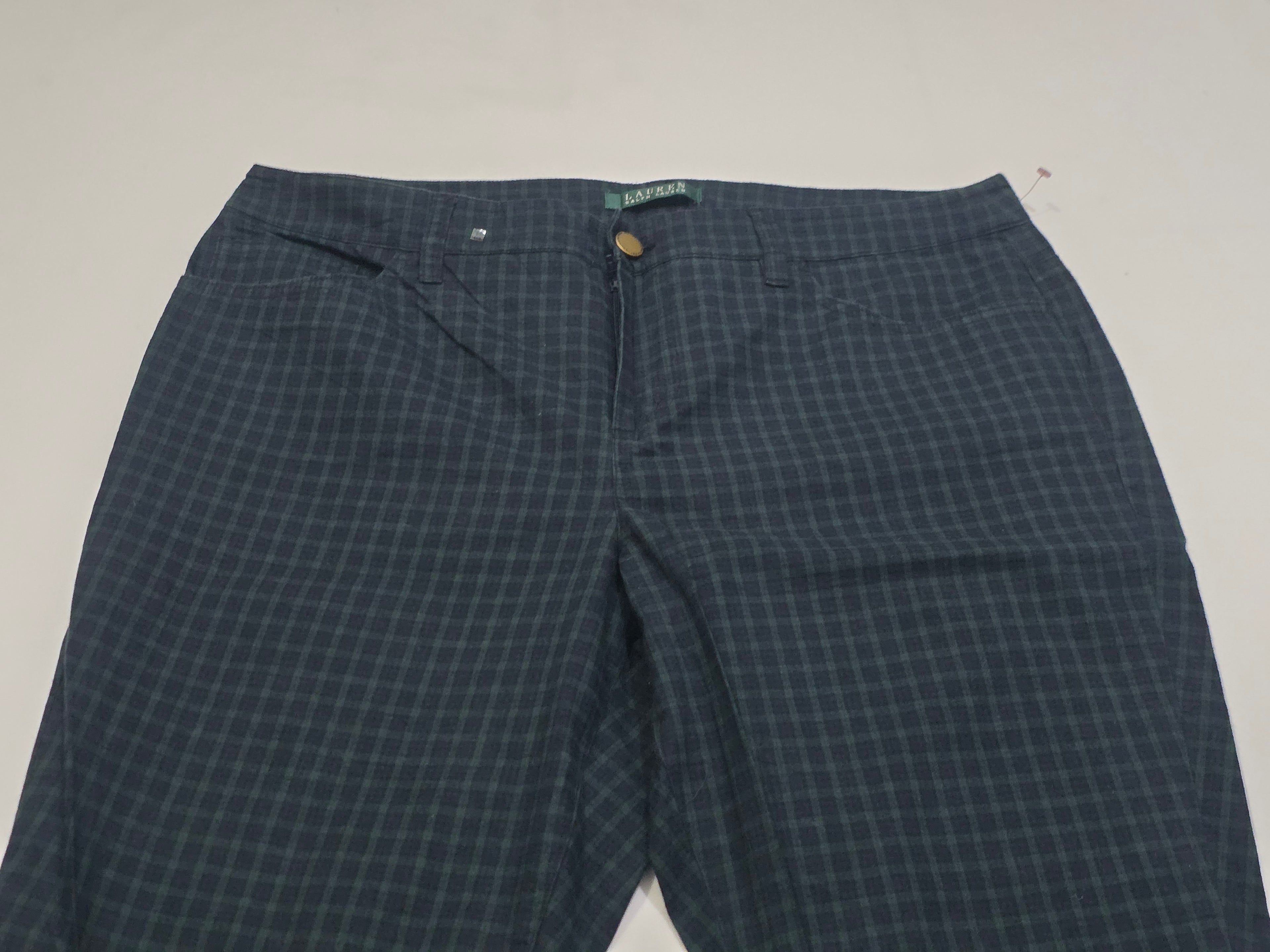 Pantalon Mujer Ralph Lauren Talla 12 Cuadriculado Verde/azul