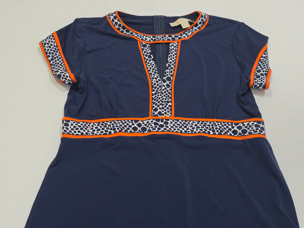 Vestido Michael Kors De Mujer Talla Grande Azul Con Naranja
