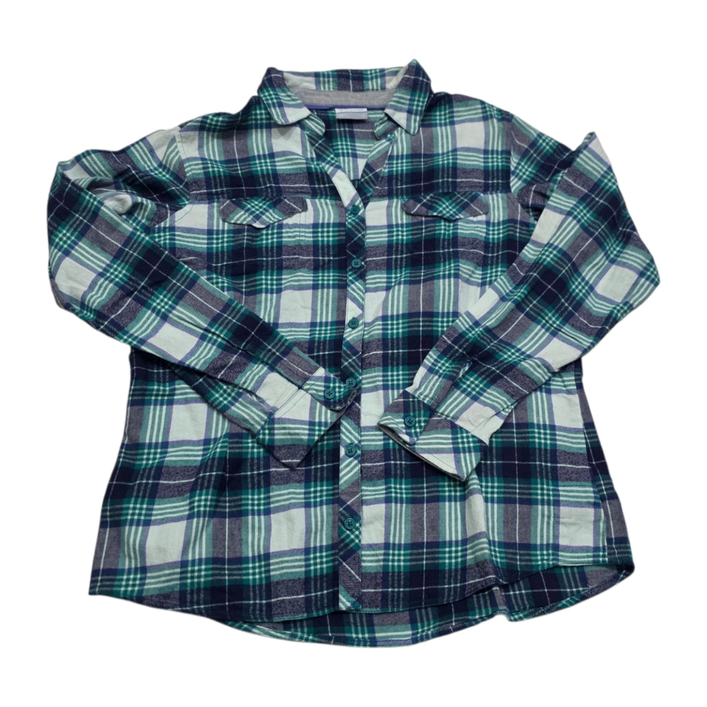 Camisa Columbia De Mujer Talla Grande Azul A Cuadros