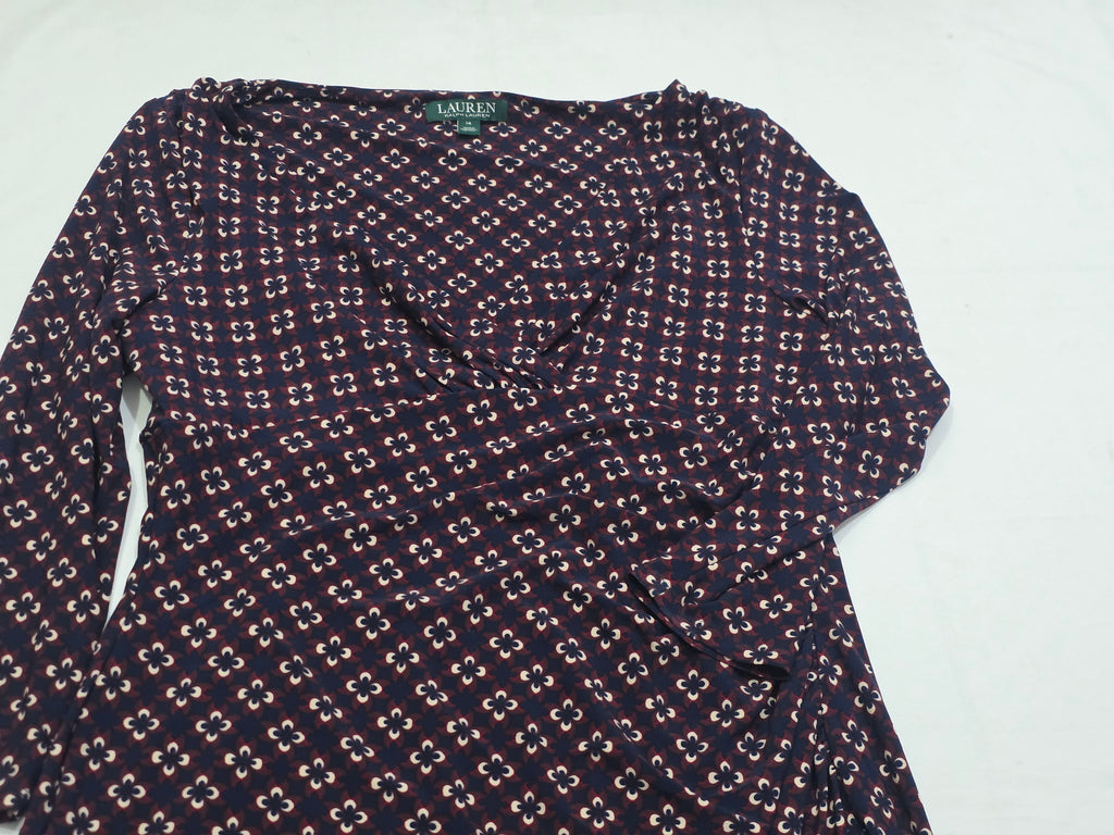 Vestido Ralph Lauren Mujer Talla 14 Azul Rojo Con Figuras