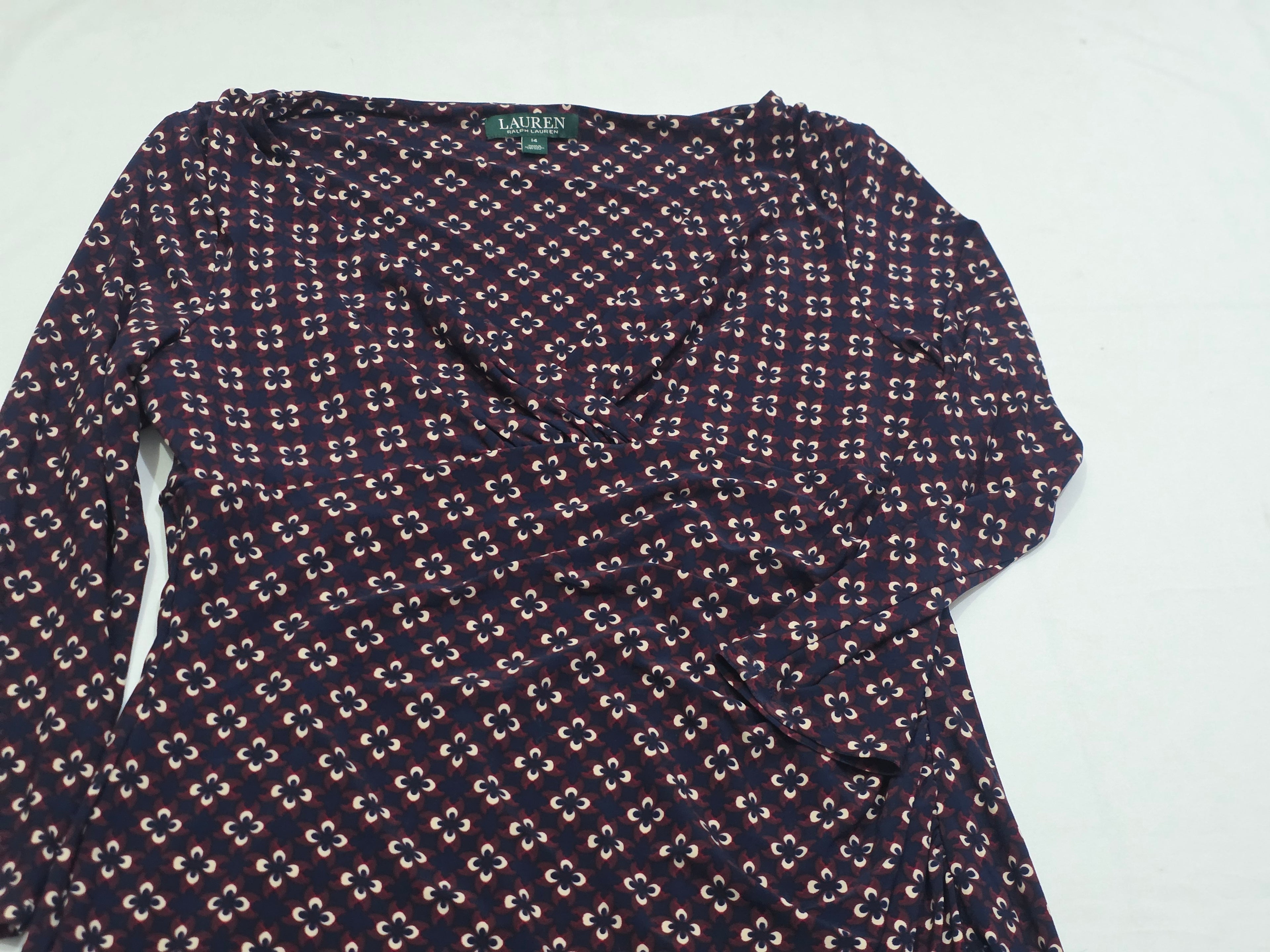 Vestido Ralph Lauren Mujer Talla 14 Azul Rojo Con Figuras