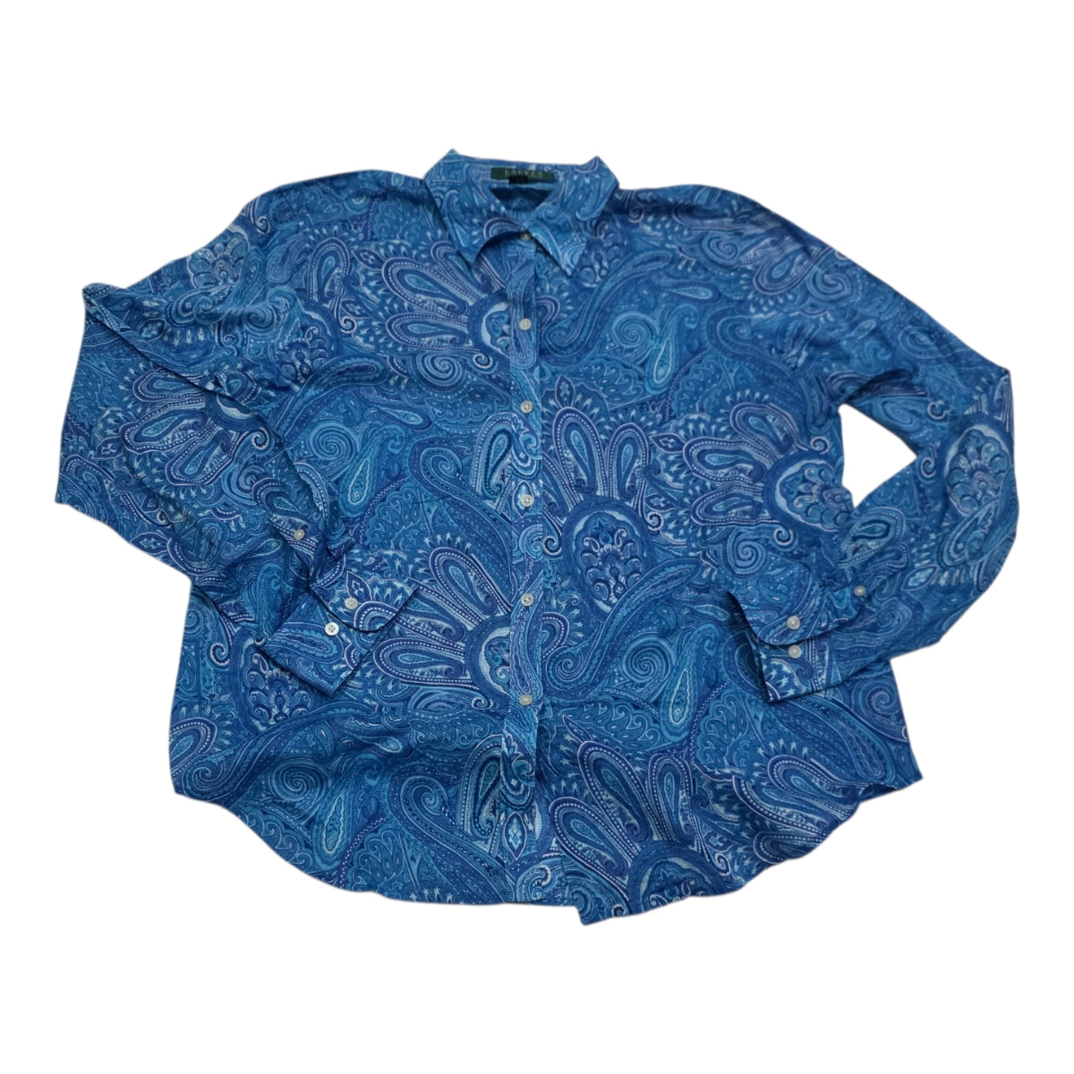 Camisa Ralph Lauren De Mujer Talla Grande Azul Con Figuras