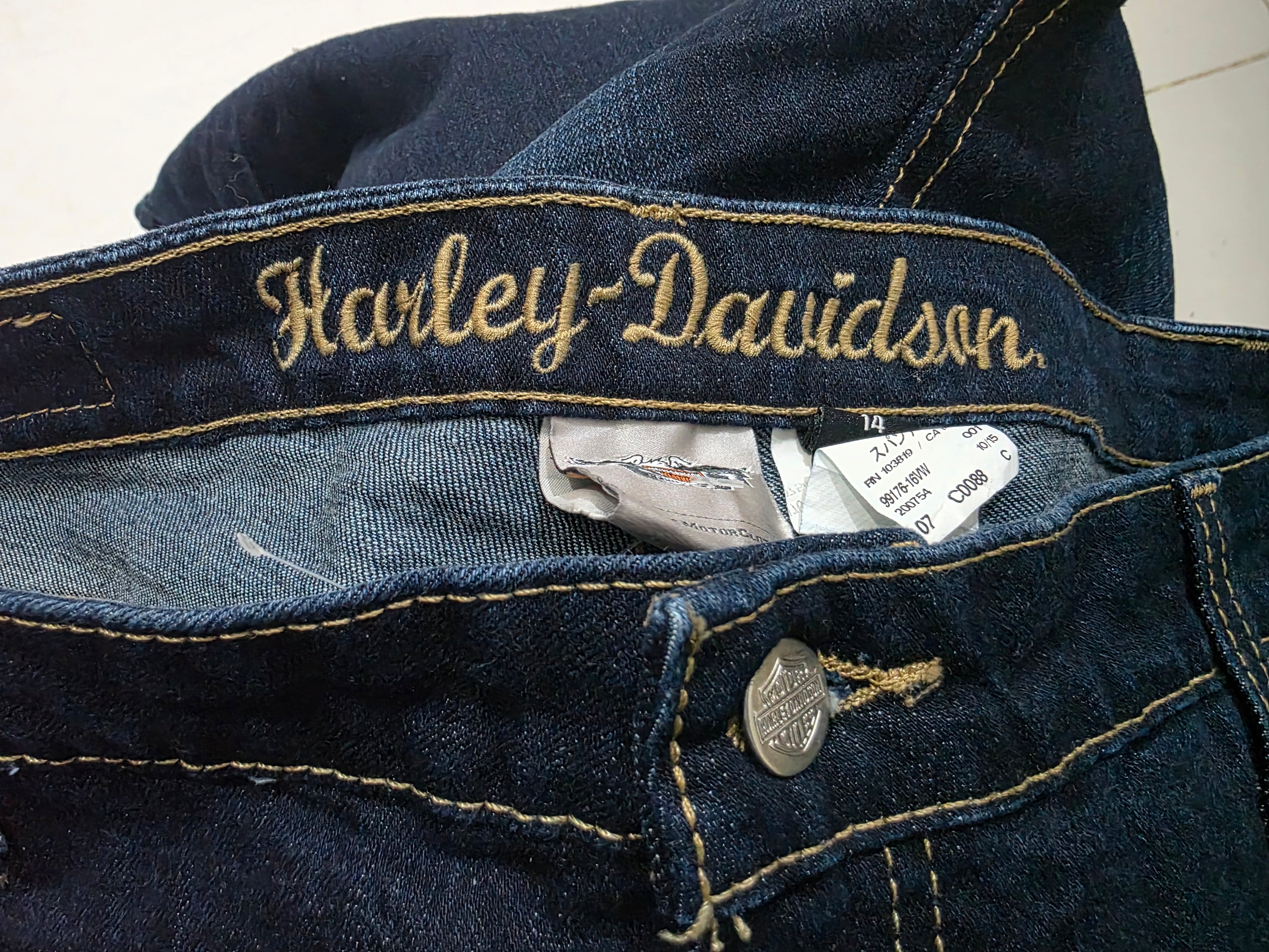 Pantalon Harley Davidson Mujer Talla 14 De Mezclilla Oscura