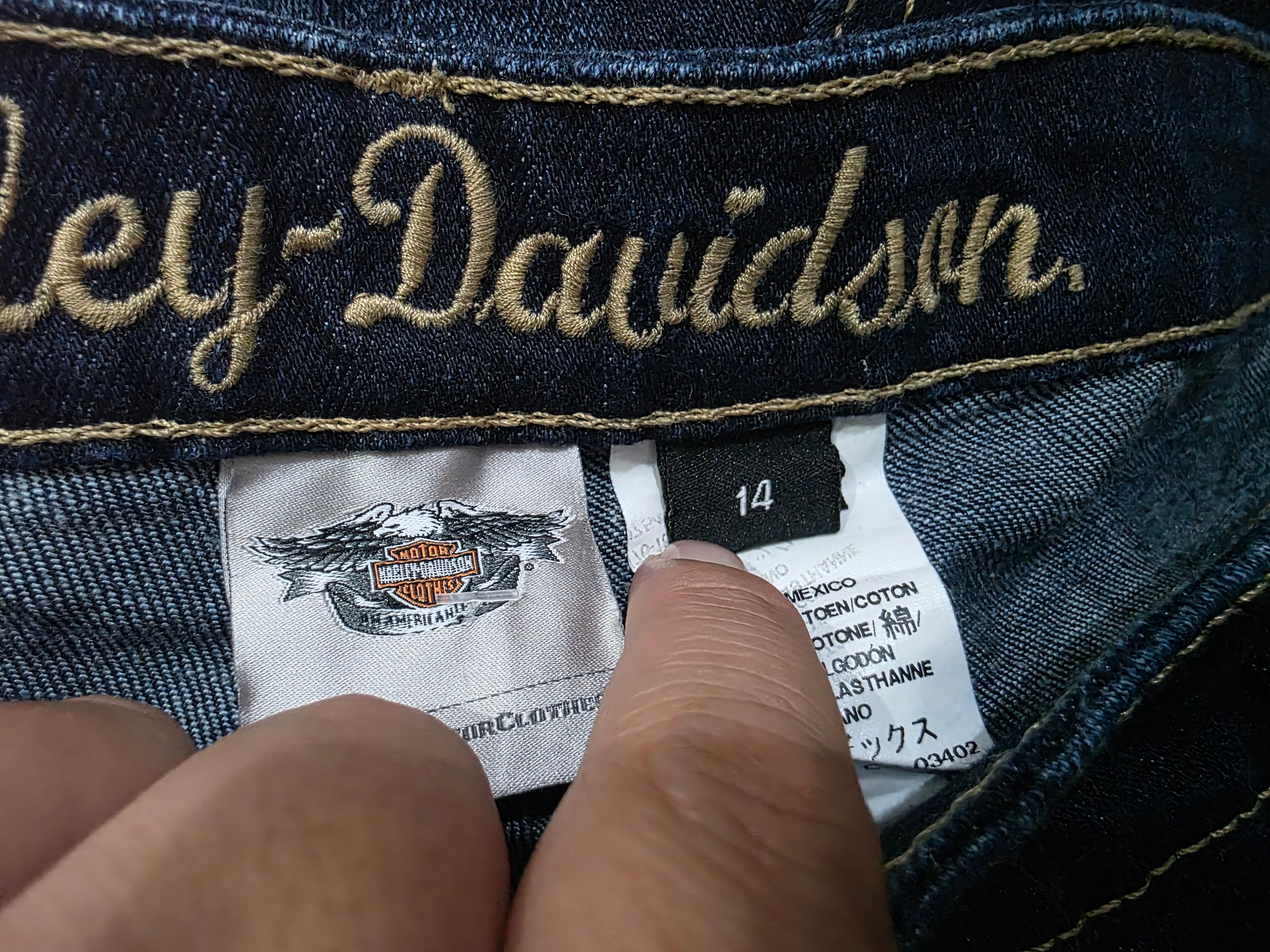 Pantalon Harley Davidson Mujer Talla 14 De Mezclilla Oscura