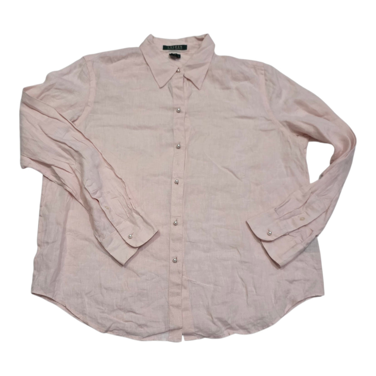 Camisa Ralph Lauren De Mujer Talla Grande Roda Claro De Lino