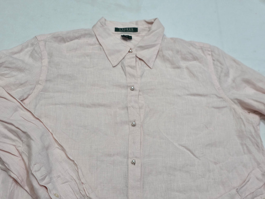 Camisa Ralph Lauren De Mujer Talla Grande Roda Claro De Lino