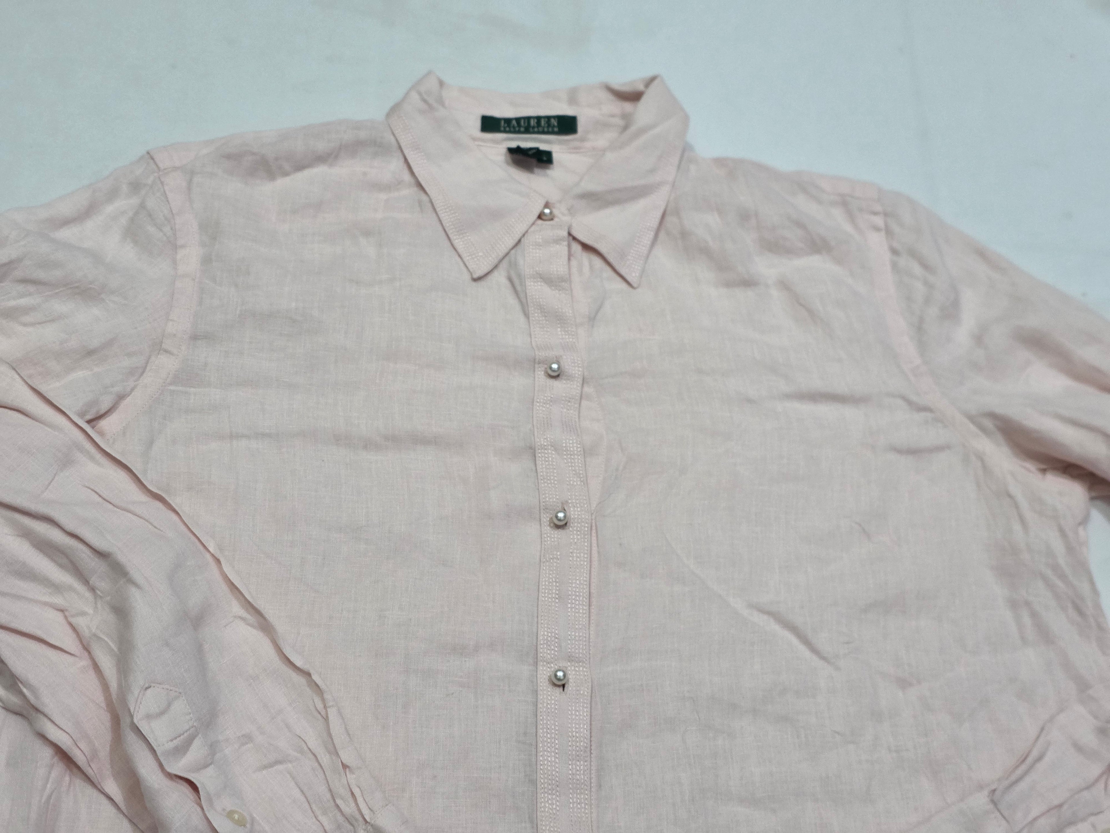 Camisa Ralph Lauren De Mujer Talla Grande Roda Claro De Lino