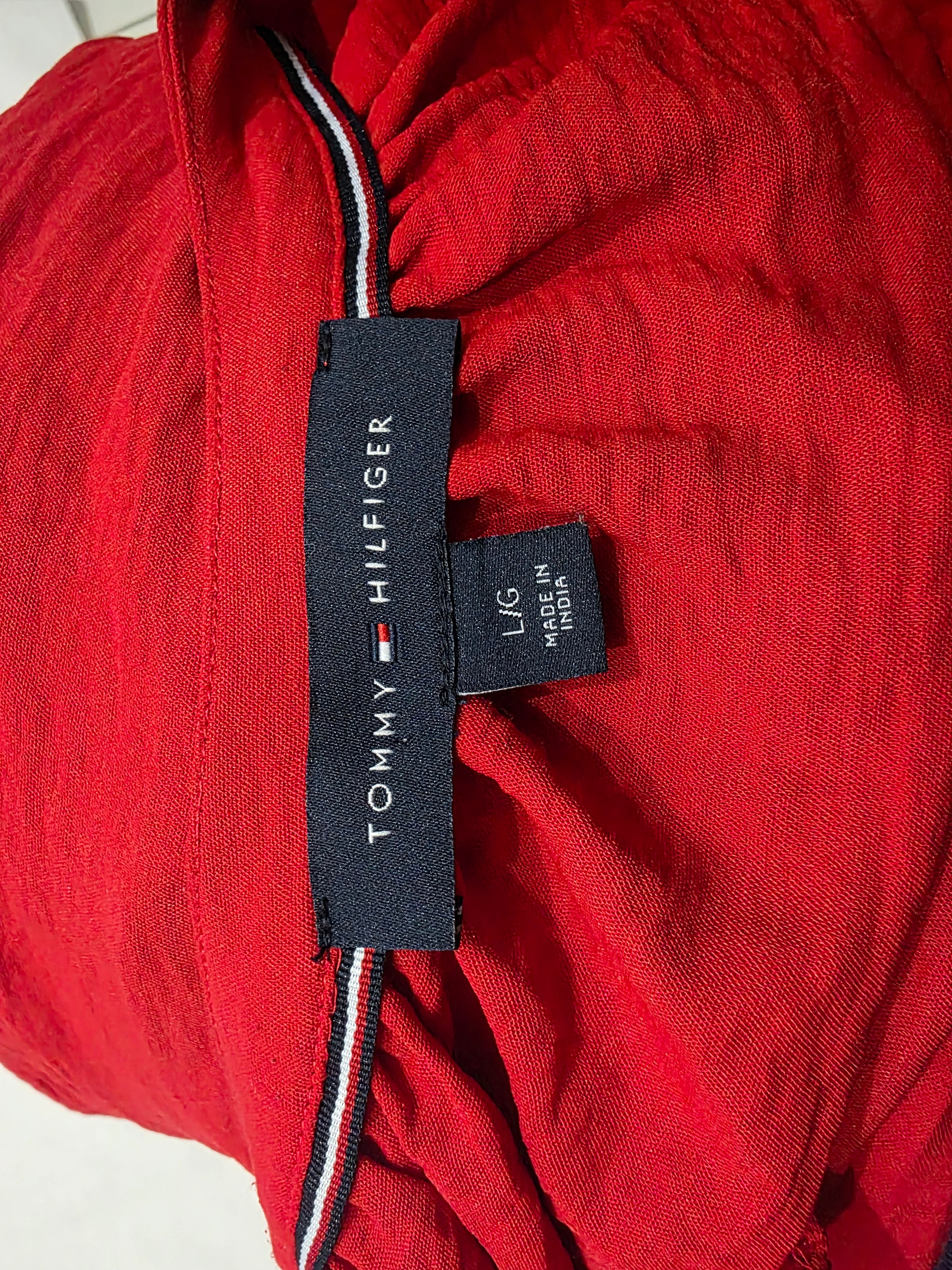 Blusa Campesina Ligera Tommy Hilfiger Mujer Grande Rojo