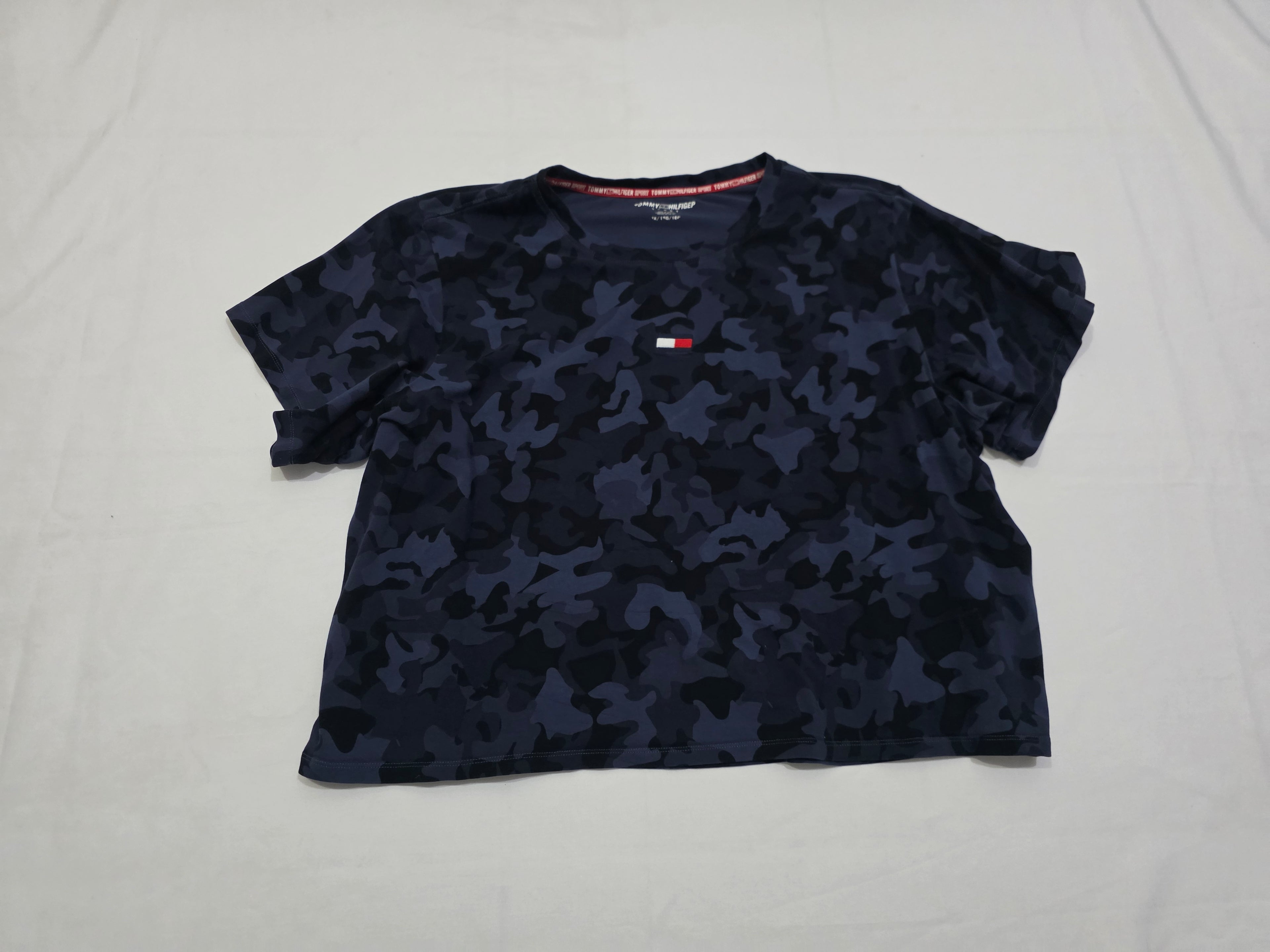 Playera Corta Tommy Hilfiger Mujer Extra Grande Azul Gris