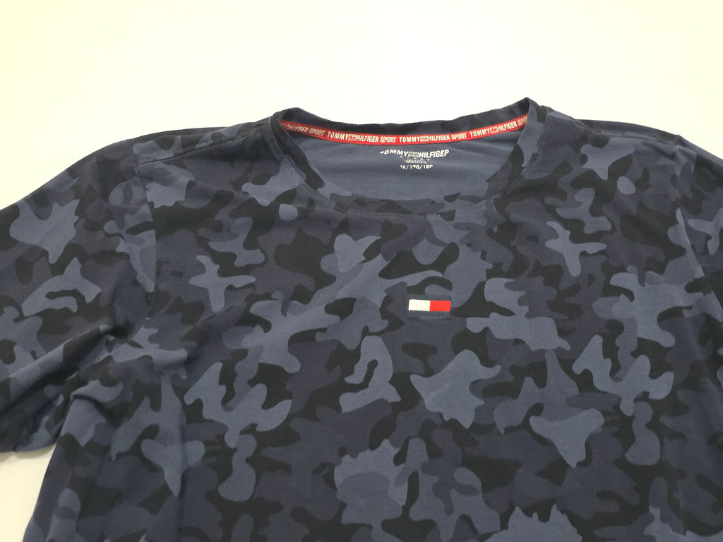 Playera Corta Tommy Hilfiger Mujer Extra Grande Azul Gris
