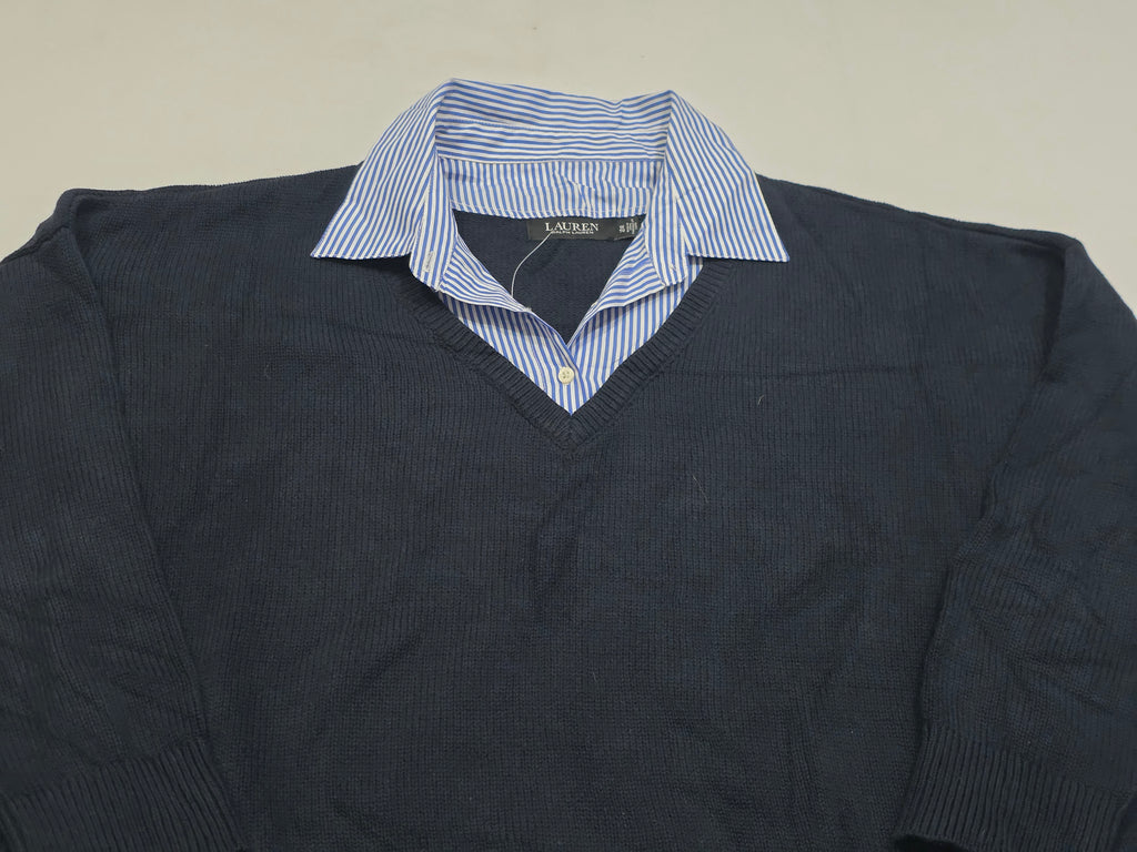 Sueter Ralph Lauren Talla 1x Azul Marino Mujer Con Cuello