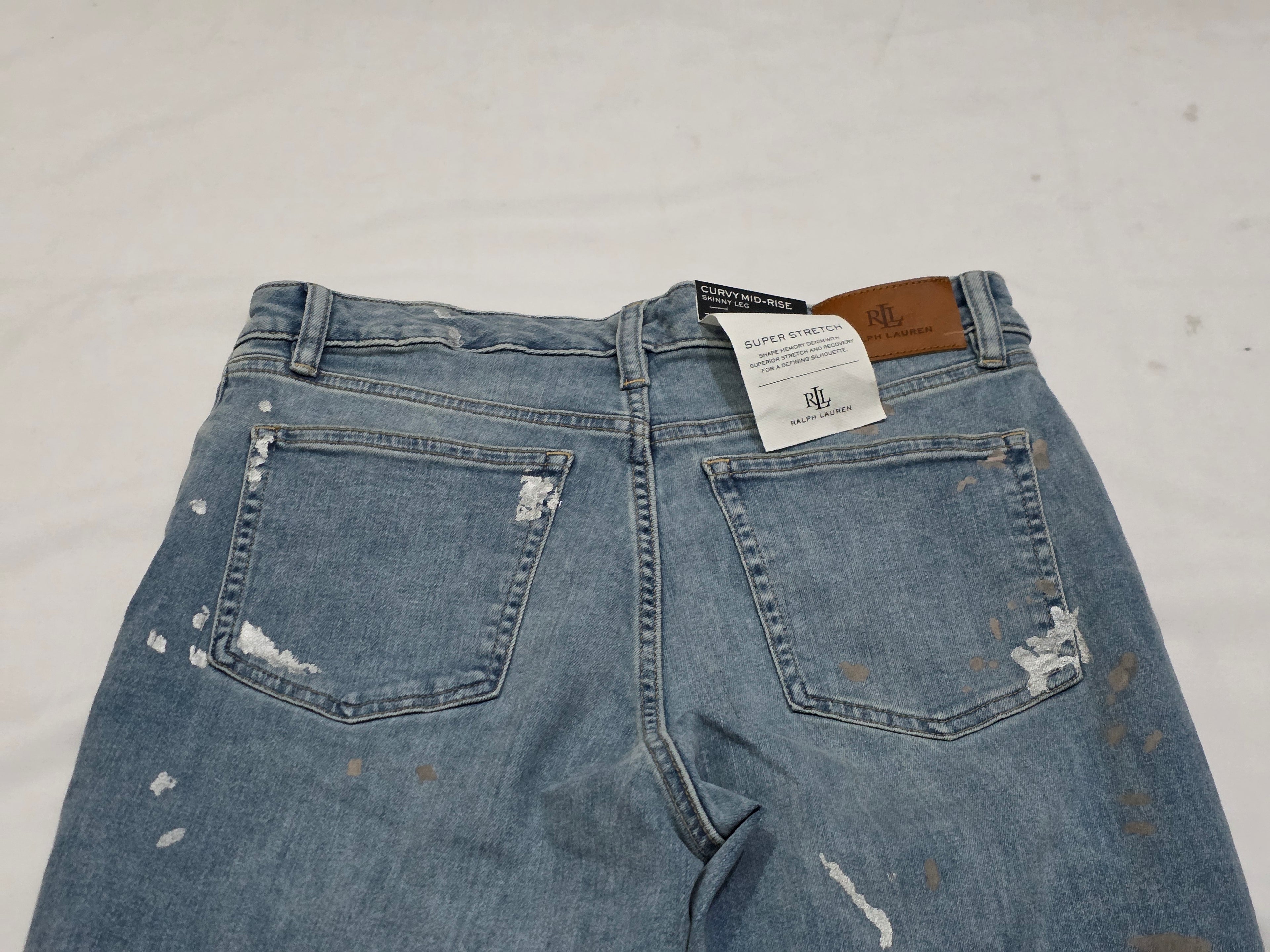 Pantalon Ralph Lauren Curvy Mid Rise Skinny Leg Talla 8 Azul