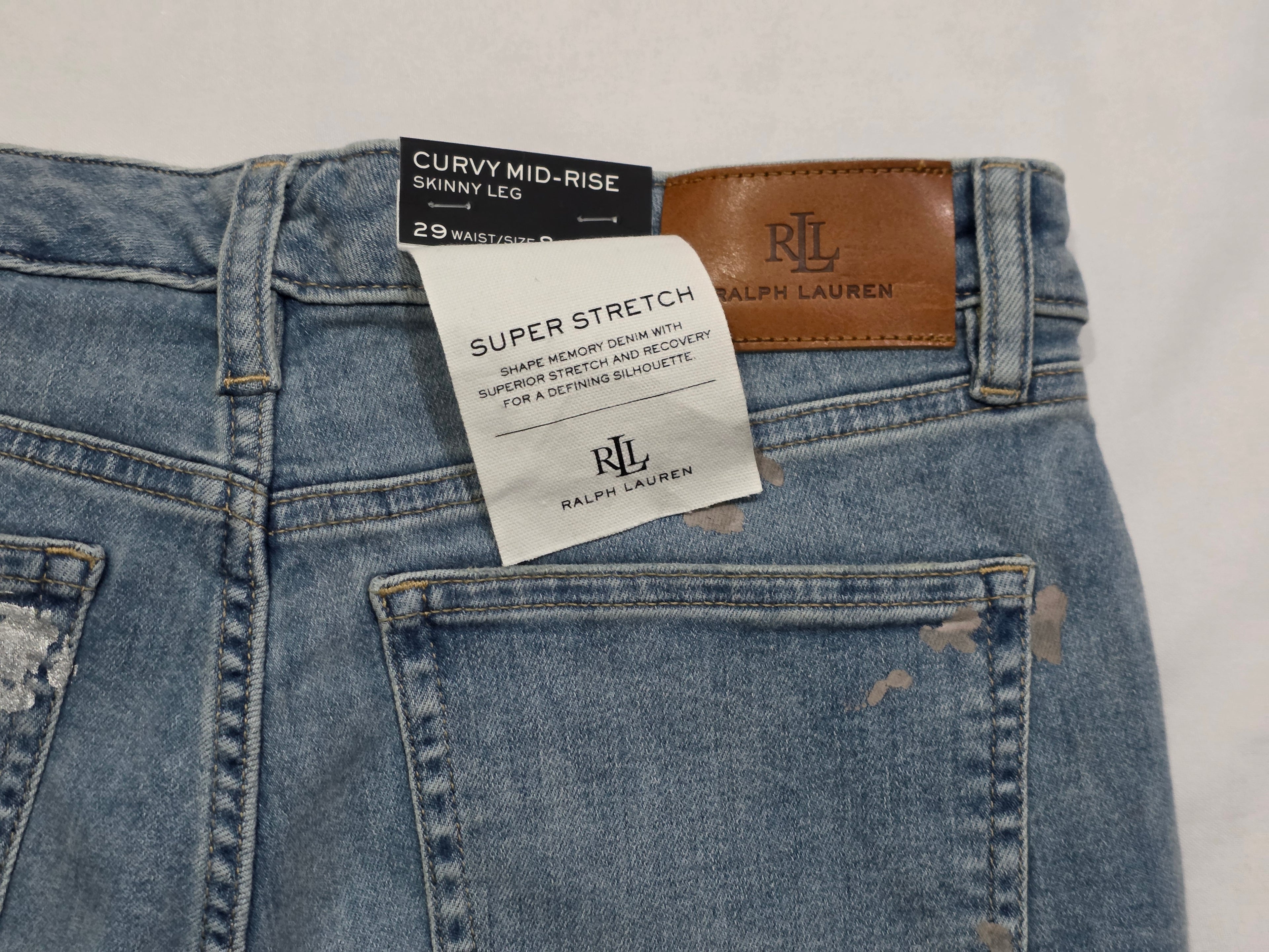 Pantalon Ralph Lauren Curvy Mid Rise Skinny Leg Talla 8 Azul