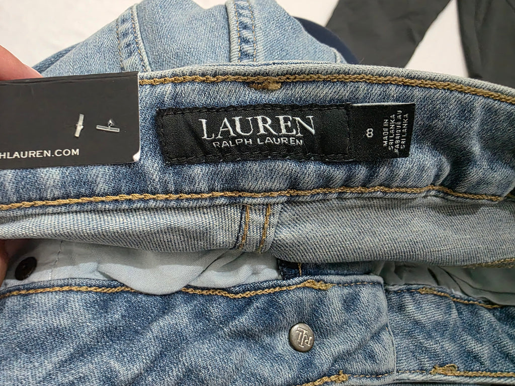 Pantalon Ralph Lauren Curvy Mid Rise Skinny Leg Talla 8 Azul