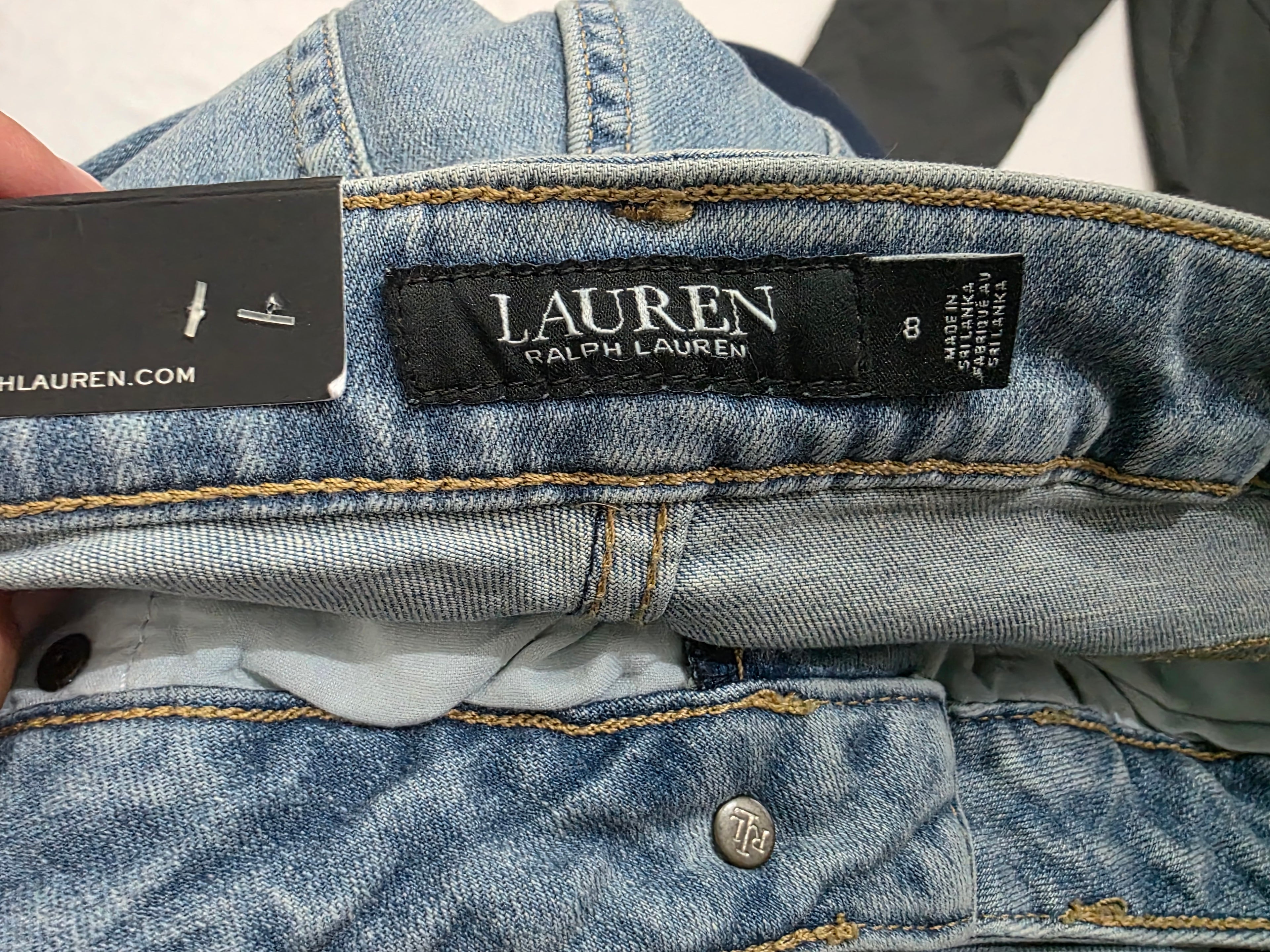 Pantalon Ralph Lauren Curvy Mid Rise Skinny Leg Talla 8 Azul